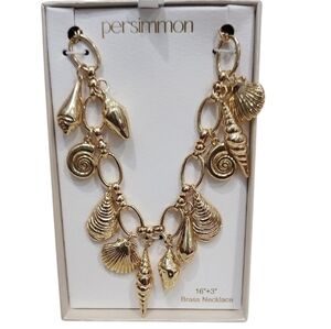 💛🔹️Persimmon🔹️Gold Shell  Ocean Nautical Charm 16" Necklace ✨️🐚